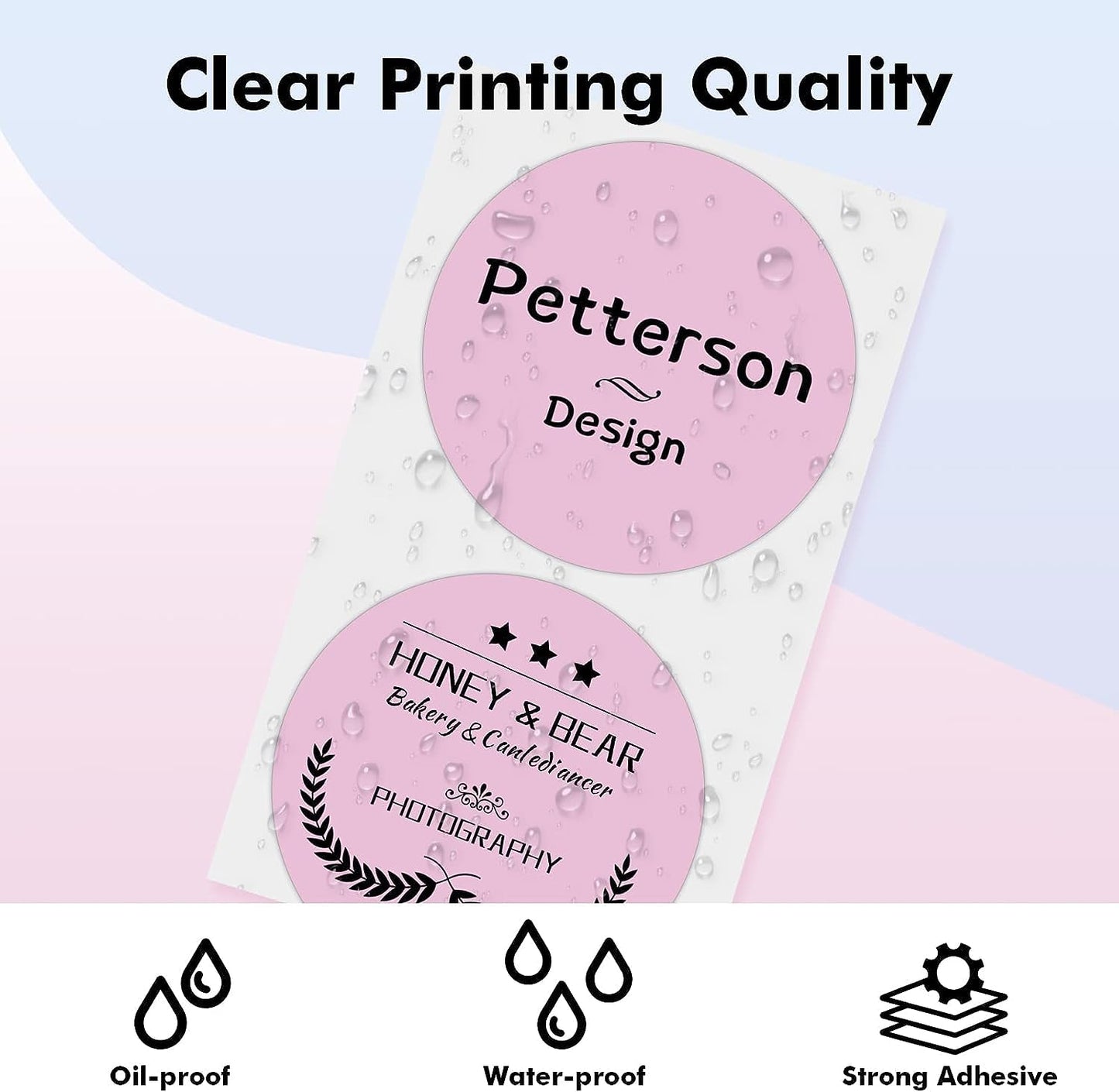 Phomemo Circle Label- 2'' Thermal Round Label for Barcode Label, DIY Logo Design, Compatible with Most of Shipping Label Printers, Black on Pink