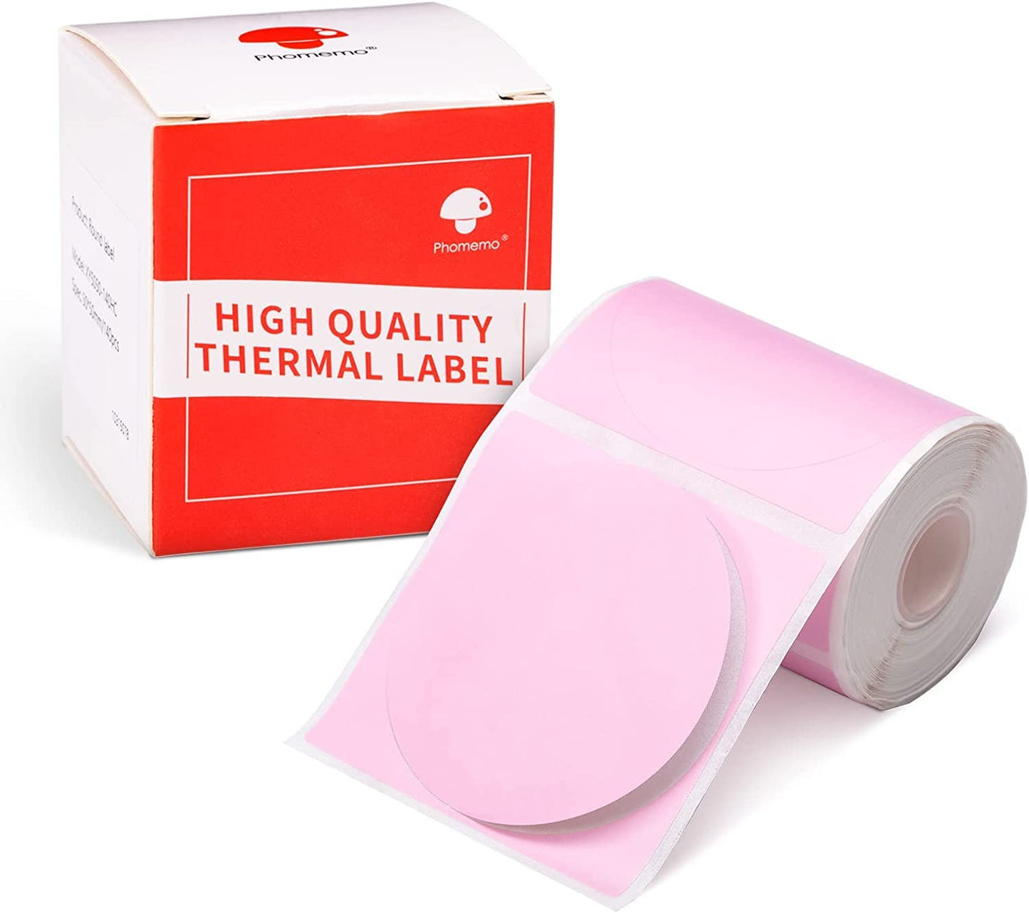 Phomemo, Etiketten voor M110, M200, M220, M120 M221 labelprinters, 50 x 140 mm, rond thermisch etiket voor barcode-etiketten, doe-het-zelf-logo-design, 1 etiketten/50 rol, lichtroze