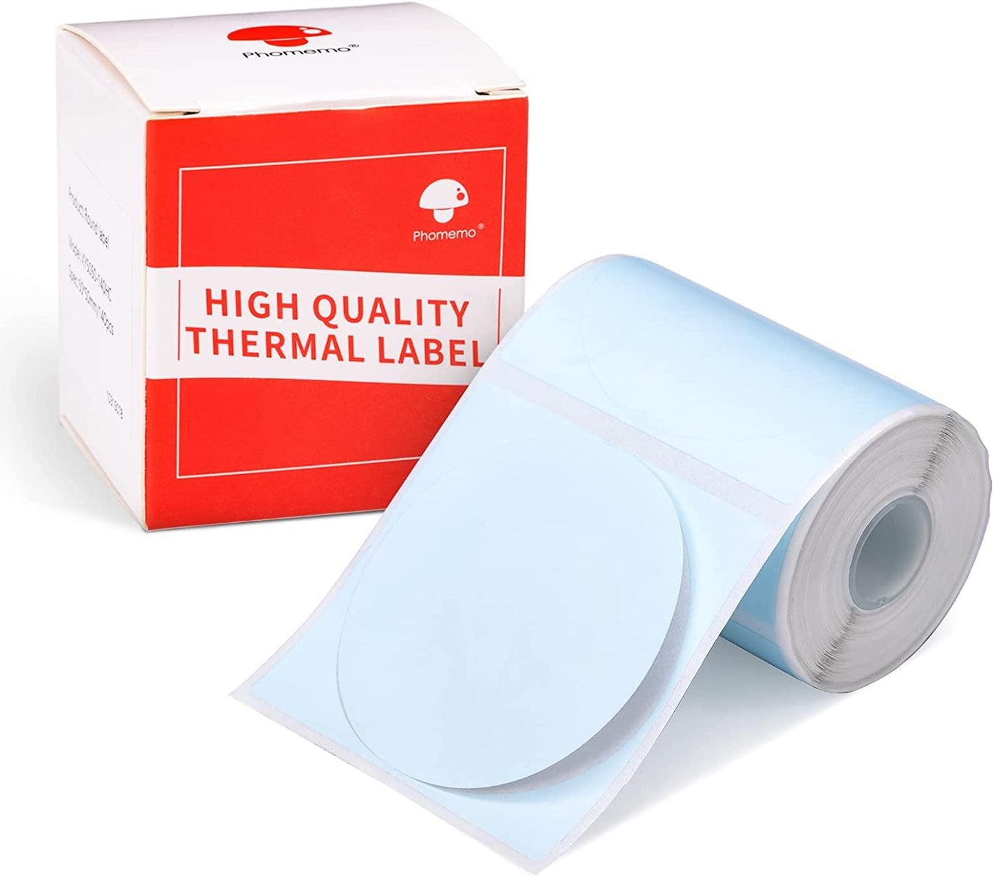 Phomemo, Etiketten voor M110, M200, M220, M120 M221 labelprinters, 50 x 140 mm, rond thermisch etiket voor barcode-etiketten, doe-het-zelf-logo-design, 1 etiketten/50 rol, lichtblauw