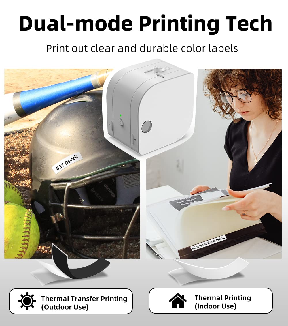 Phomemo P12-Pro Mini Bluetooth Etikettierger?t, USB aufladbares Thermo-Beschriftungsger?t Selbstklebend, Etikettendrucker f¨¹r B¨¹ro, Zuhause, Wireless Labeldrucker f¨¹r iOS & Android-Wei?