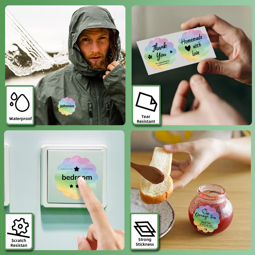 Phomemo - Étiquettes circulaires rondes ondulées - M110 M120 M200 M220 - Étiquettes thermiques pour prix, nom, adresse, logo, code-barres, 50 mm x 50 mm, dégradé multicolore - 1 rouleau