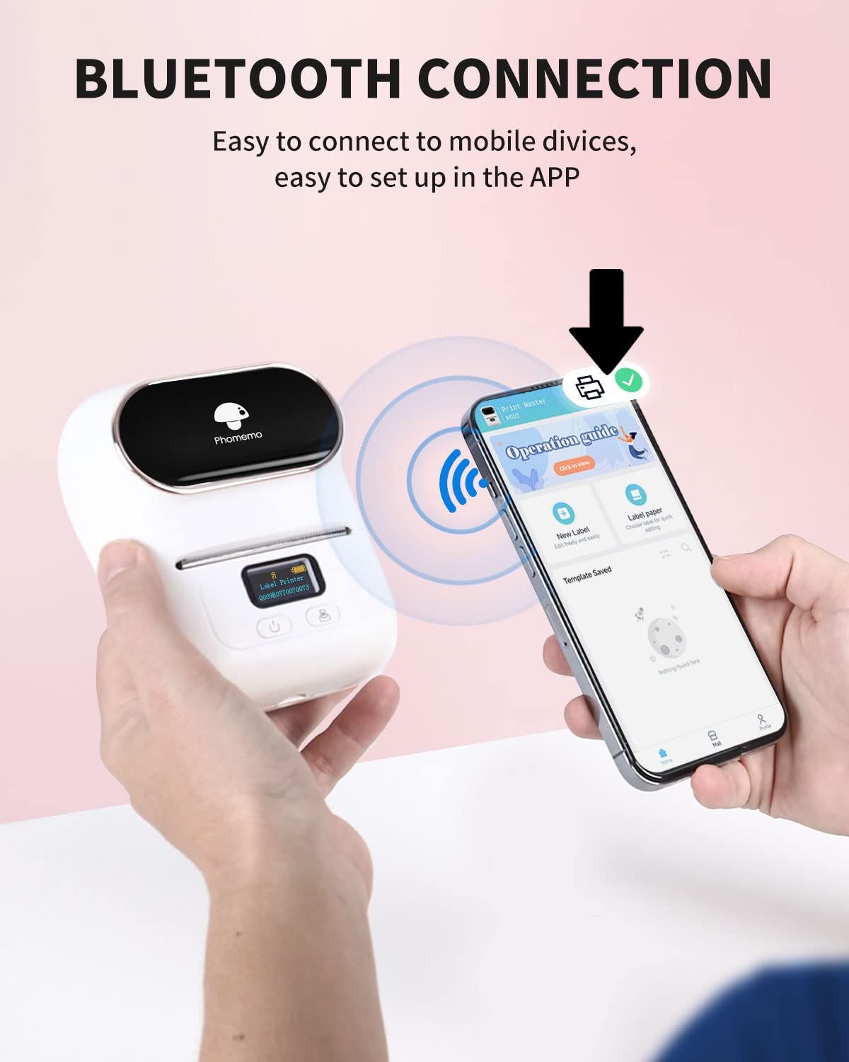 Label Maker Machine with Tape, Bluetooth Label Maker for Small Business, Retail, Mailing, Barcode, Clothing, Jerwerly, Thermal Label Printer Compatible with iOS Android System, with 1 Roll Label