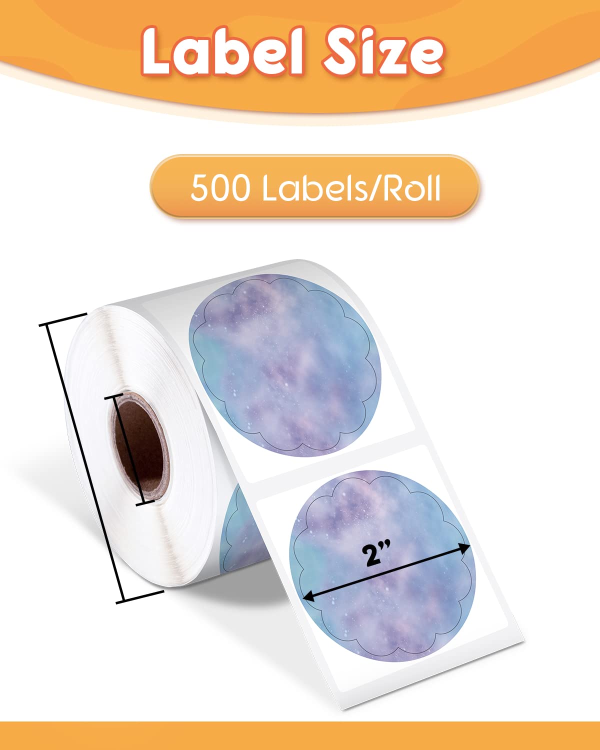 Phomemo 2'' Wavy Thermal Labels, Self-Adhesive Flower Stickers Stickers Stickers for Thank You Cards, Logo, Name, Price, Address, QR Code, 500 Labels, Blue-Violet History