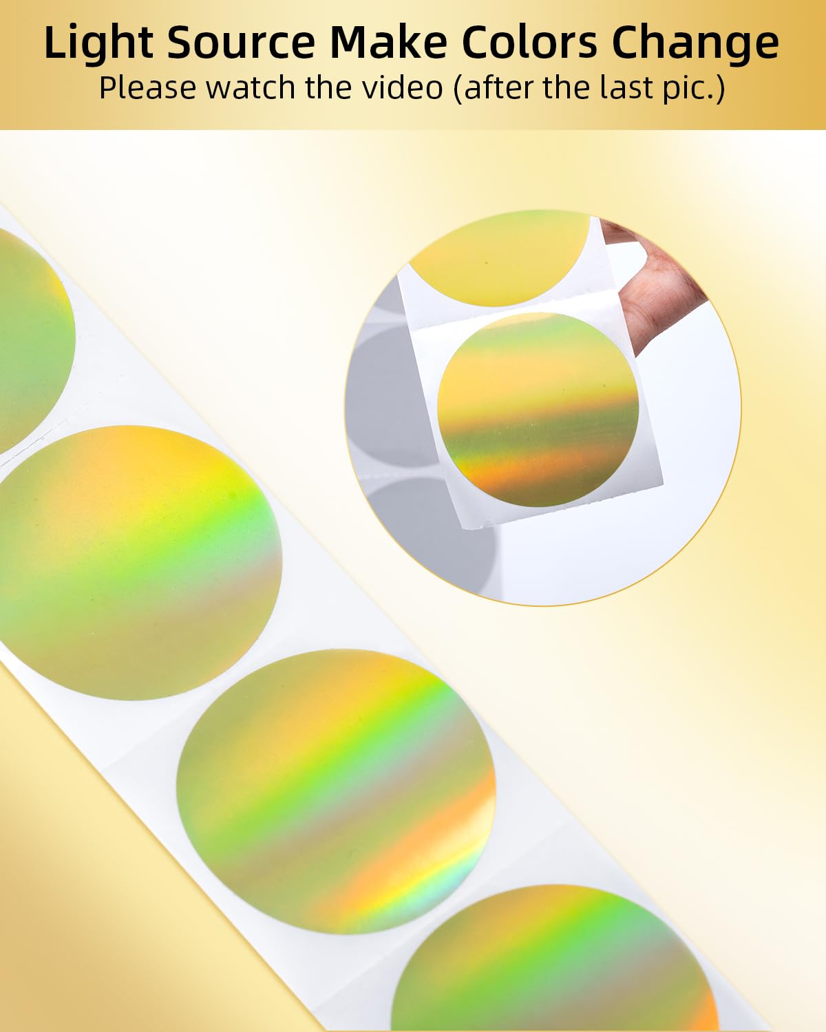 Phomemo 2'' Thermoetiketten, Holographic Gold Runde selbstklebende Aufkleber, Kreisf?rmige direkte thermische Aufkleber f¨¹r Danke Aufkleber, Logo, Name, Preis, Adresse, QR Code, 400 Etiketten
