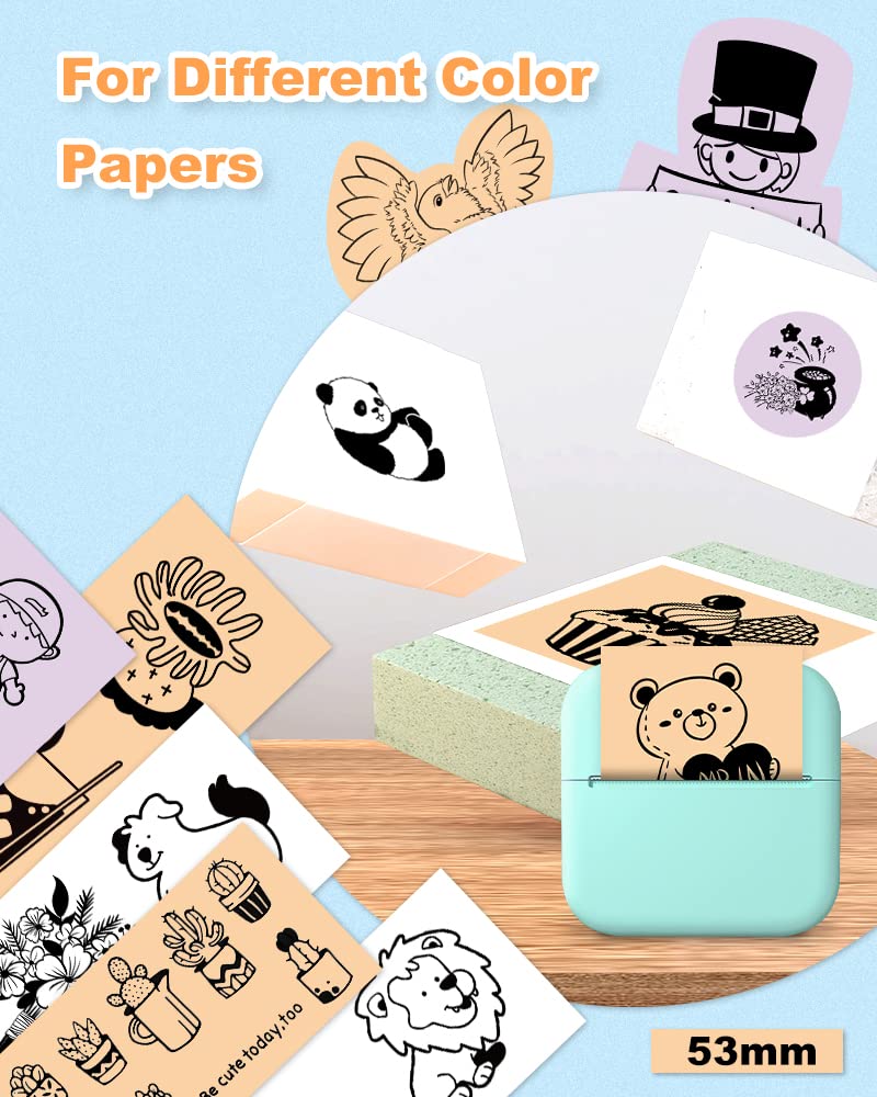 Phomemo Mini Sticker Printer- M02X Inkless Pocket Printer Blutooth Thermal Portable Photo Printer Mini Printer for Study, DIY Scrapbook, Photos, with 3 Rolls Paper, Green
