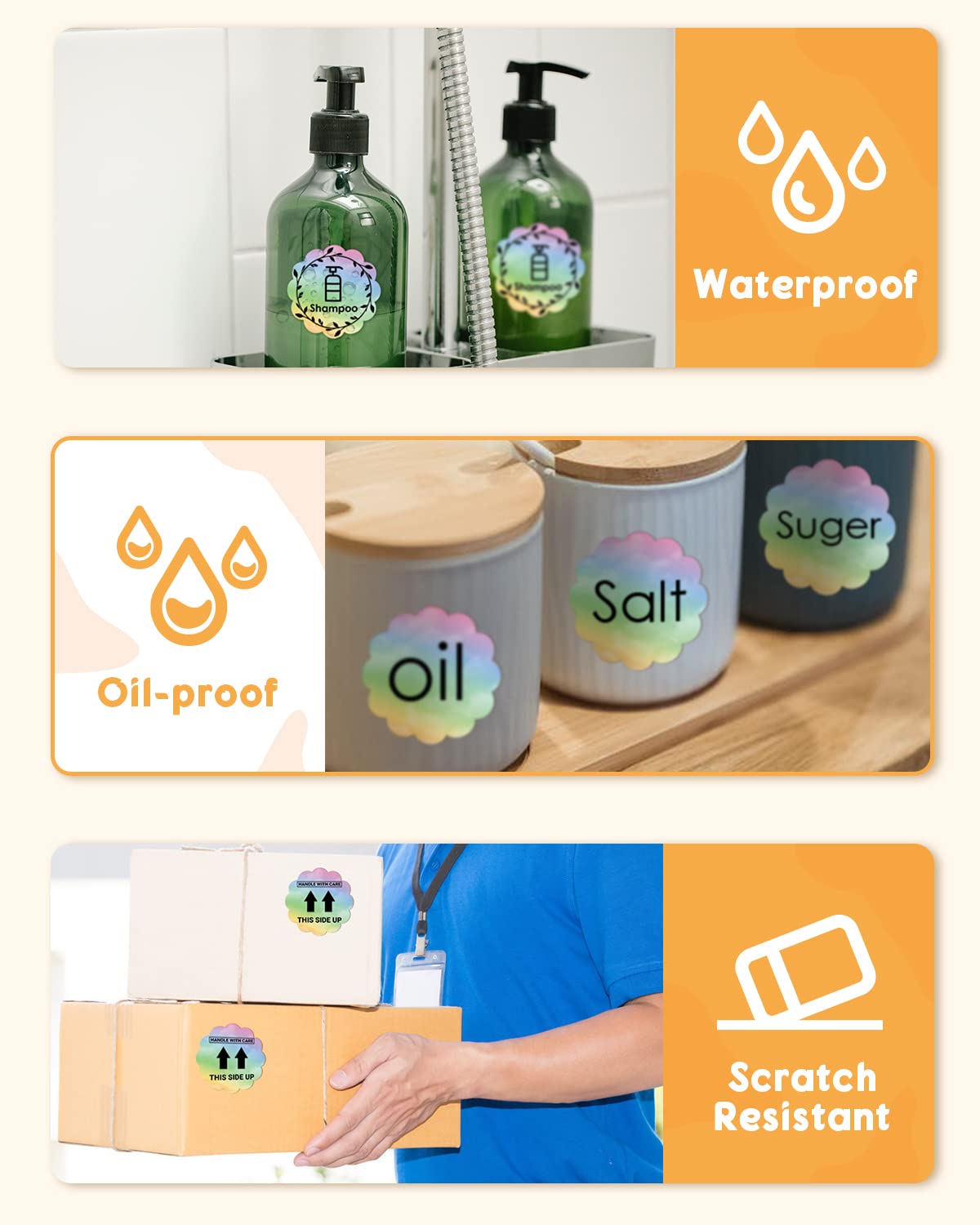 Phomemo 2'' gewellte thermische Etiketten, selbstklebende Blume Aufkleber Aufkleber Aufkleber für Dankeskarte, Logo, Name, Preis, Adresse, QR Code, 500 Etiketten, mehrfarbiger Verlauf