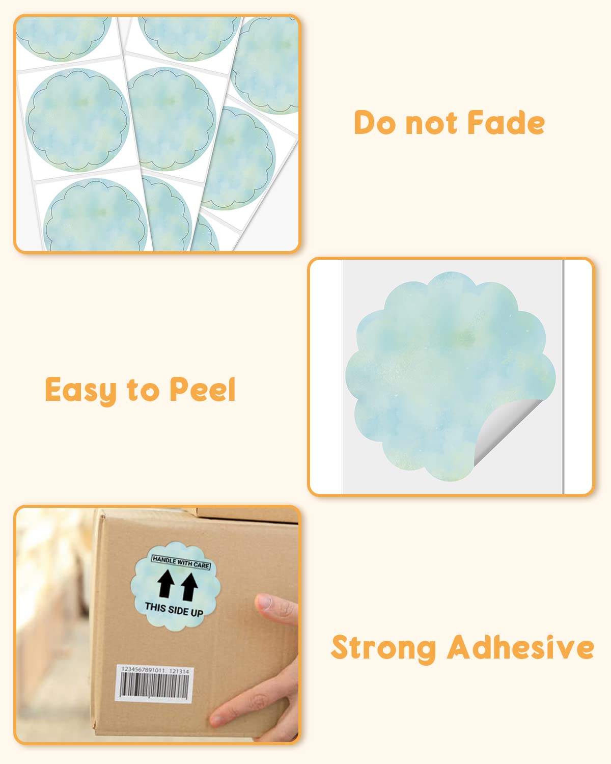 Phomemo 2'' Wavy Thermal Labels, Self-Adhesive Flower Stickers Stickers Stickers for Thank You Cards, Logo, Name, Price, Address, QR Code, 500 Labels, Blue-Green Gradient