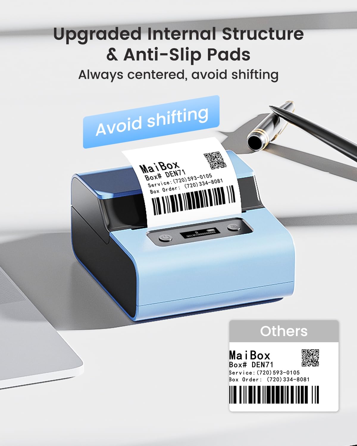 Phomemo New M221 Label Printer, Flagship 3'' Bluetooth Thermal Portable Label Maker - for Address, Barcode, Small Business, Office, Home for Phone, PC/Mac, with 3pack Most Used Labels, Sky Blue