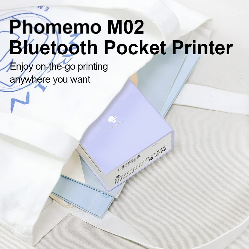 Phomemo Mini stampante portatile M02 – Stampante termica Bluetooth tascabile istantanea per telefono, compatibile con iOS 13.0 e Android 8.0 e superiori, per diario, studio, Natale, regalo per bambini
