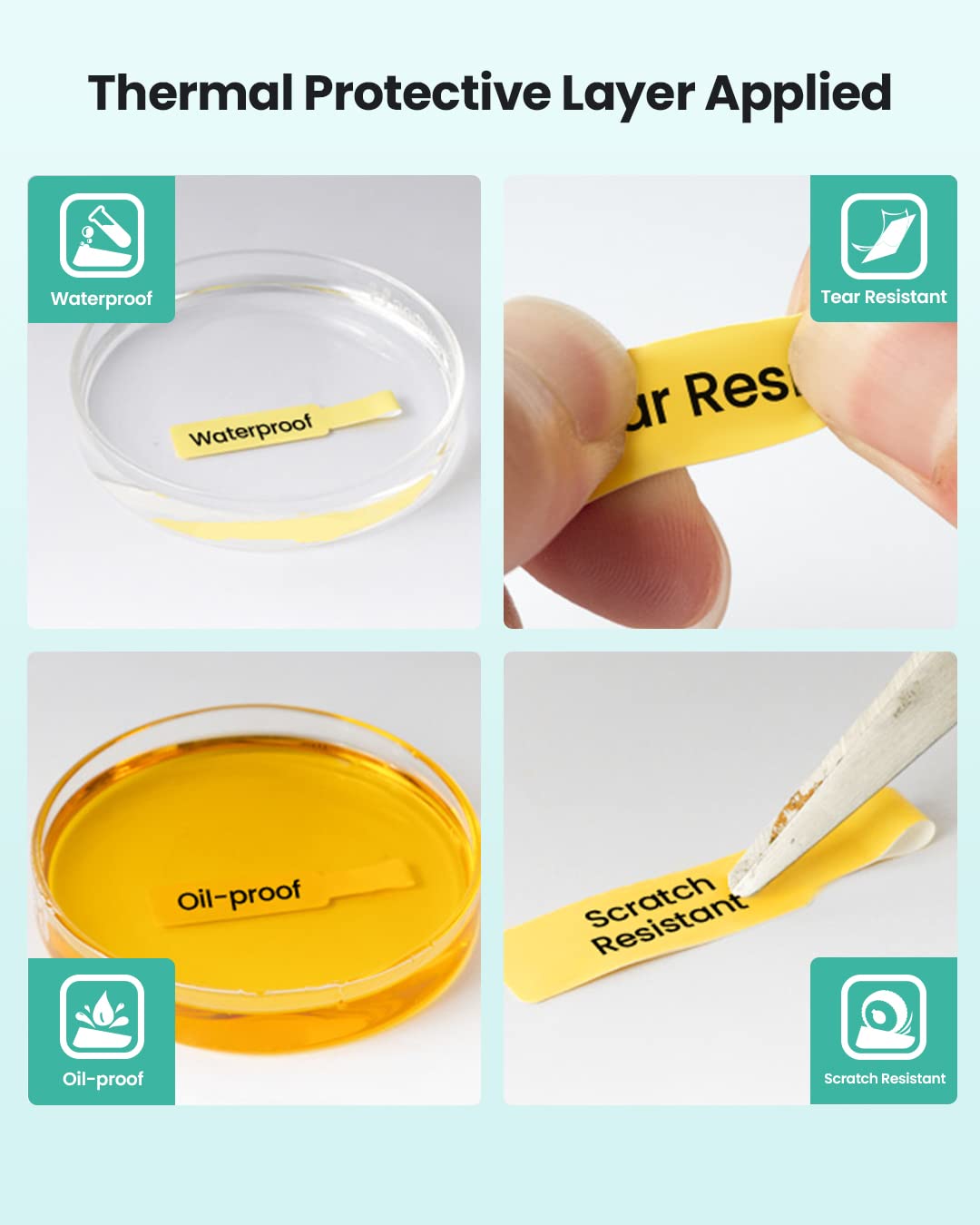Phomemo D30 Cable Label Combination Wire Jewellery Label Self-Adhesive Label Paper for Home, Office, 6 Rolls (Whitex3, Blue x1, Yellow*1, Red*1)