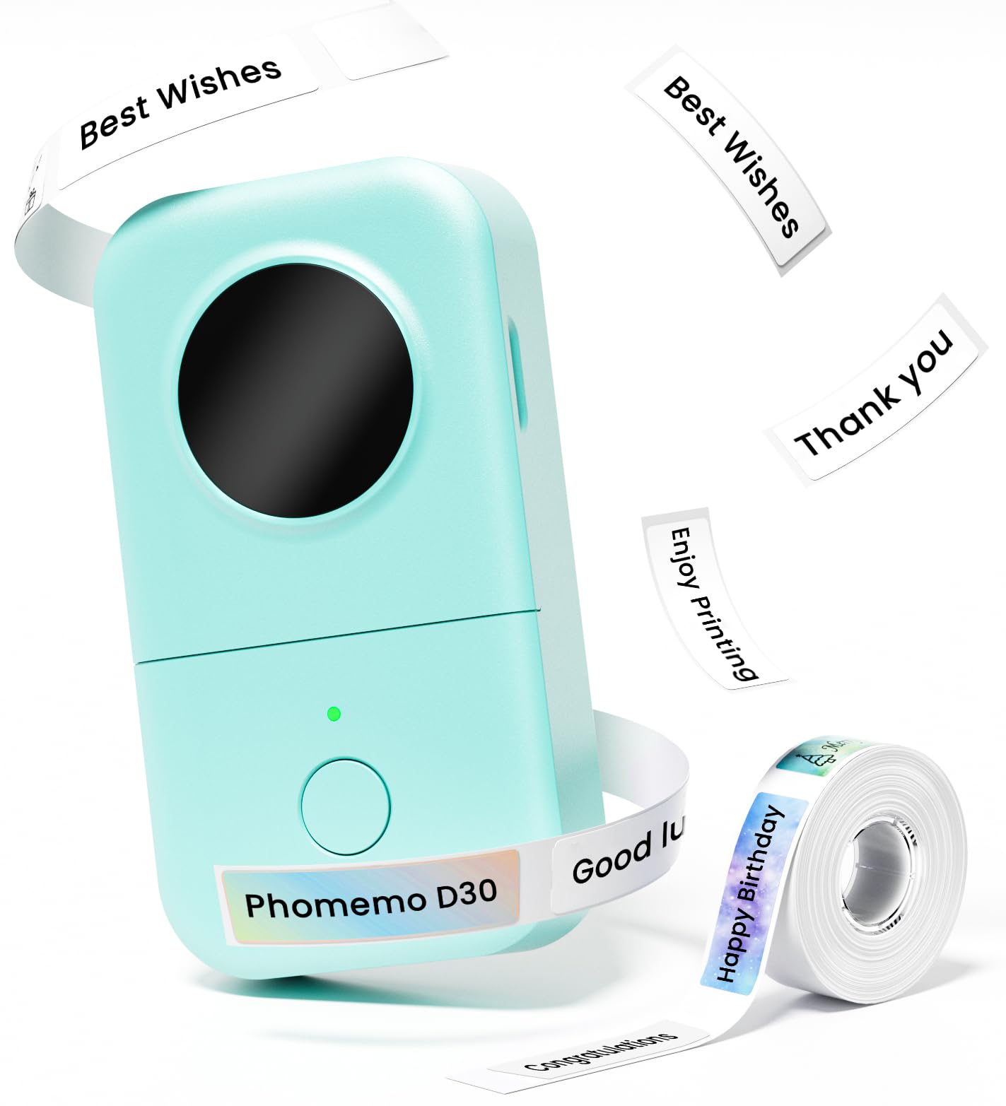 Phomemo D30 Etichettatrice Bluetooth, Mini Etichettatrice Etichette Adesive, Stampante Termica per iOS & Android,Bluetooth Stampante Etichette Autoadesive per La Casa, L'ufficio e la Scuola - Verde