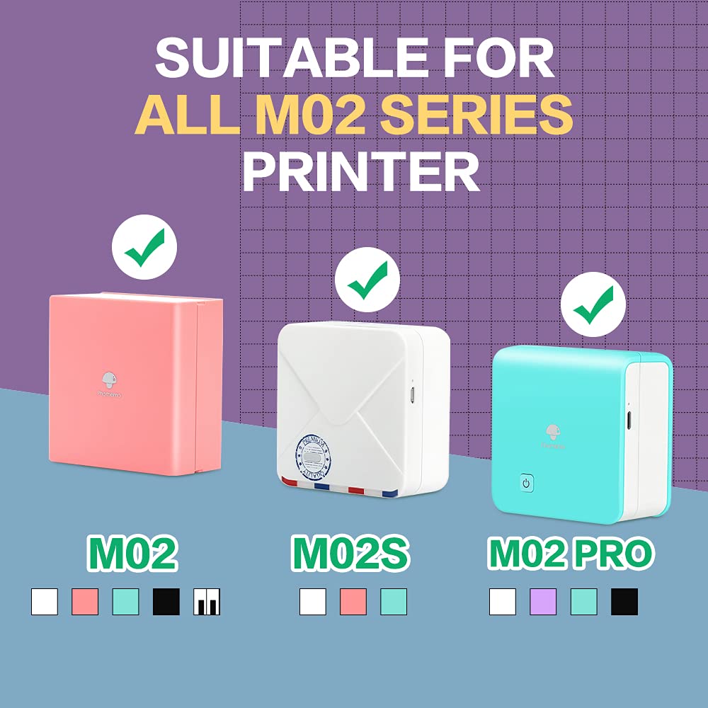 Phomemo Adhesive Thermal Sticker Paper, White/Transparent/Semi-Transparent Thermal Printer, for Phomemo M02/M02 Pro/M02S/M03 Bluetooth Thermal Pocket Printer, 50mm-53mm Width, 2.5m-3.5m Length