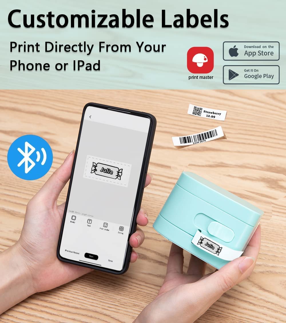 Phomemo P12 Pro Label Maker, Label Maker Machine with Tape, Mini Bluetooth Label Printer Rechargeable with Multiple Fonts Stickers Border, Sticker Maker Labeler for Home Office Gift Cloth Organization
