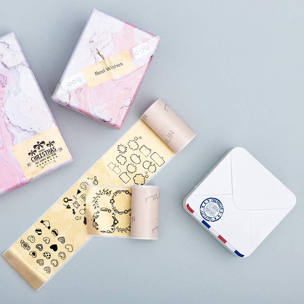 Phomemo Adhesive Thermal Sticker Paper, White/Gold Glitter/Silver Glitter Thermal Paper, for Phomemo M02/M02 Pro/M02S/M03 Bluetooth Thermal Pocket Printer, 50mm-53mm Width, 3.5m Length, 3 Roll
