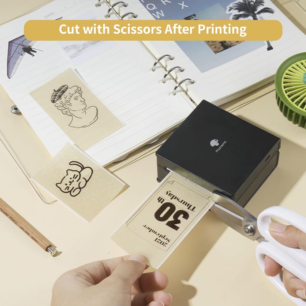 Phomemo Printer Paper - M02/M02Pro/M02S/M03/M03AS/M04S/M04AS Mini Sticker Printer Paper, Gold Mini Pocket Pinter Paper - 50mm x 3.5m Self-Adhesive Sticker Paper, 3 Rolls
