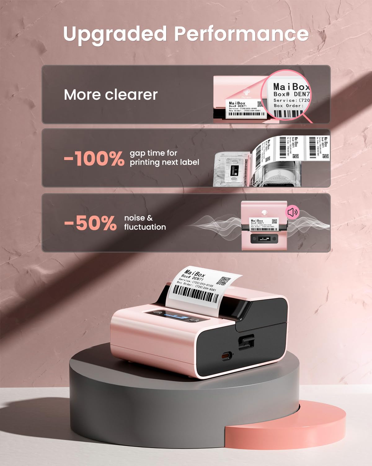 Phomemo New M221 Label Printer, Flagship 3'' Bluetooth Thermal Portable Label Maker - for Address, Barcode, Small Business, Office, Home for Phone, PC/Mac, with 3pack Most Used Labels, Baby Pink