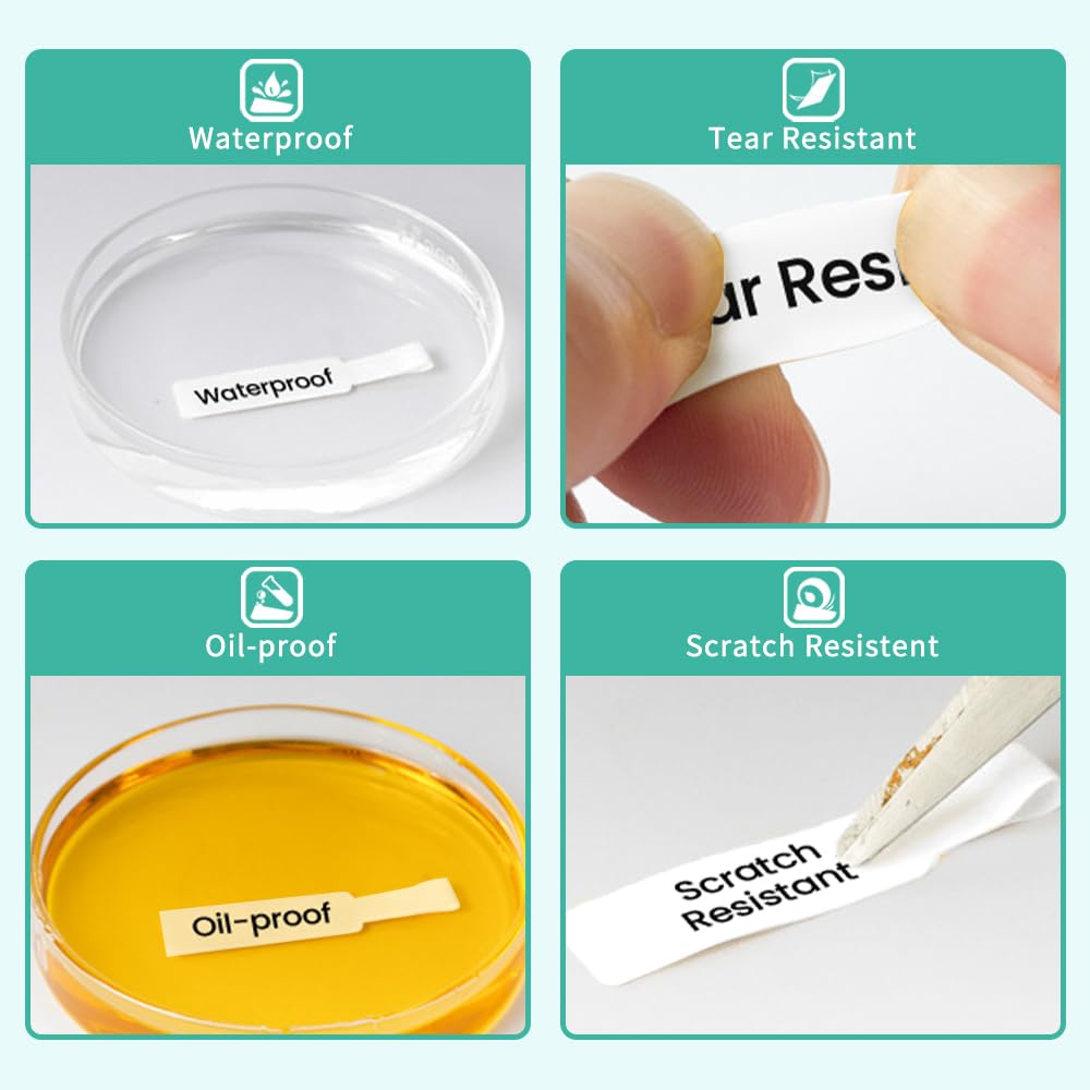 Phomemo-labels - M110 M120 M200 M220 M221-labels, kleverige sieradenlabels, waterdichte kabellabels, prijslabels, thermische labels, 25 mm x 38 mm + 40 mm, 100 labels/rol, wit