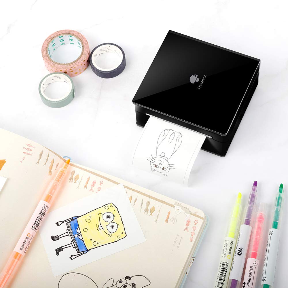 Phomemo M02 Mini Pocket Printer- Inkless Note Printer Portable Bluetooth Thermal Printer Pocket Printer for Organizing Office Documents, Work List Printing, Receipts, Black