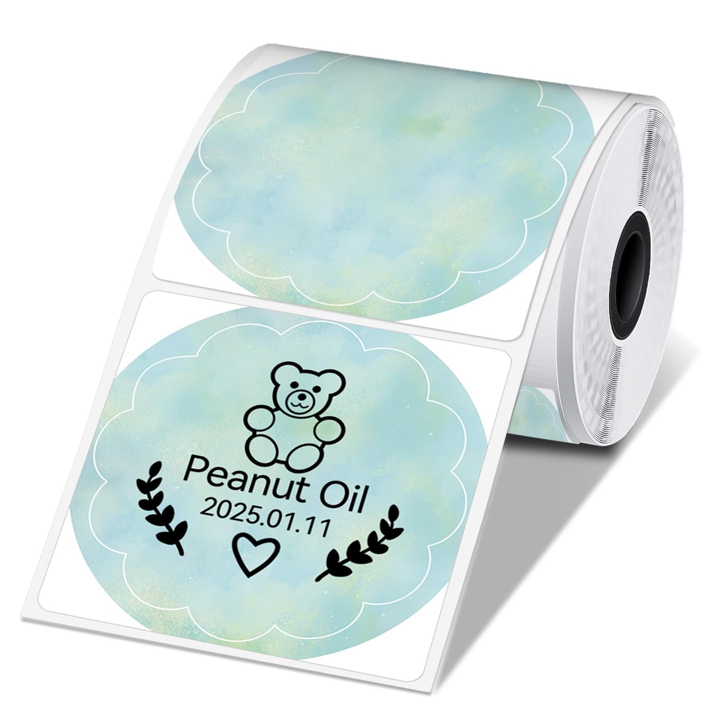 Phomemo Térmica Etiquetas Redonda para Phomemo M110 M120 M200 M220 M221 Impresora de Etiquetas,50 x 50 mm para Código de barras, Logotipo, Precio, Regalo, Bendición,Verde Cielo Estrellado(1 Rollo)