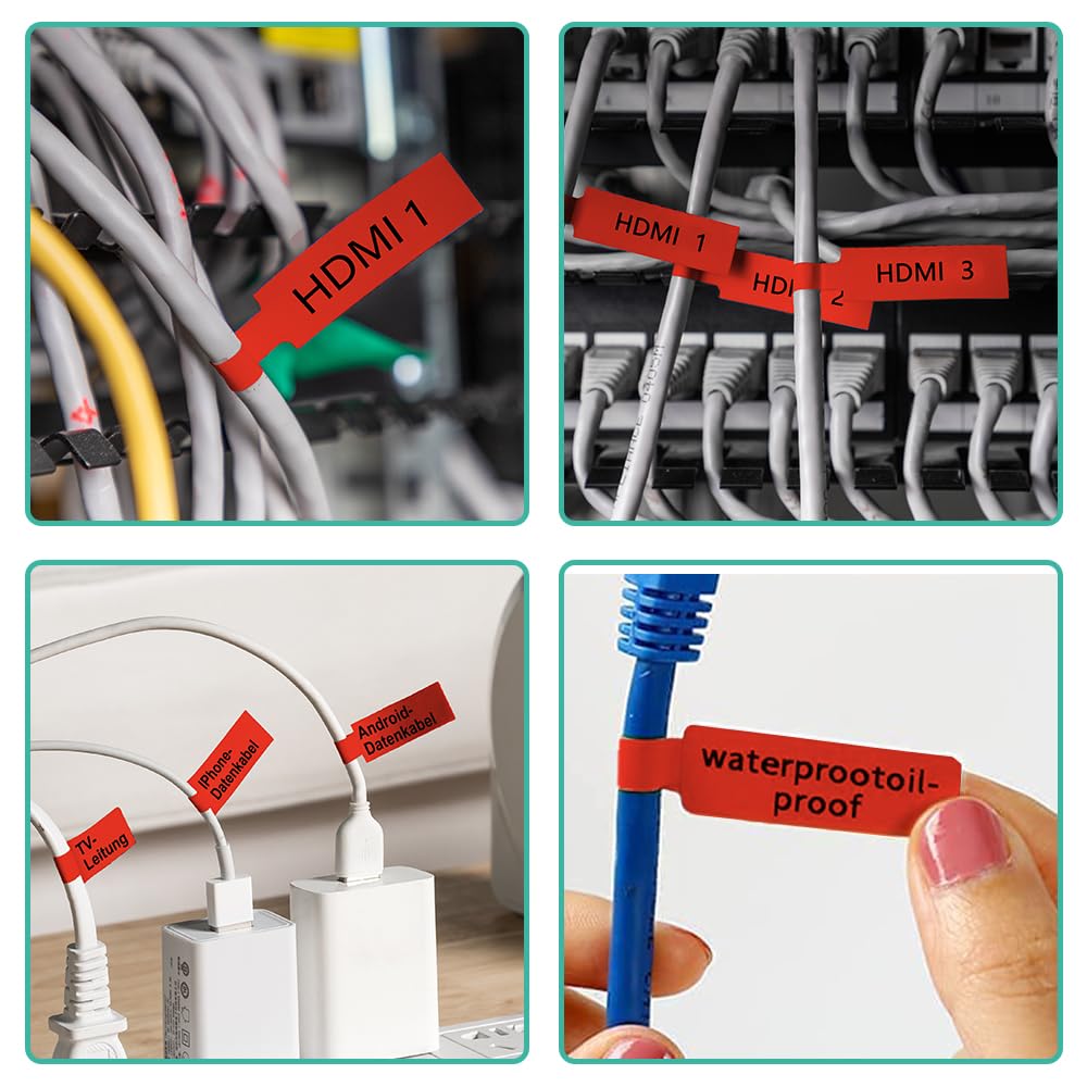 Phomemo-labels - M110 M120 M200 M220 M221-labels, kleverige sieradenlabels, waterdichte kabellabels, prijslabels, thermische labels, 25 mm * 38 mm + 40 mm, 100 labels / rol, rood