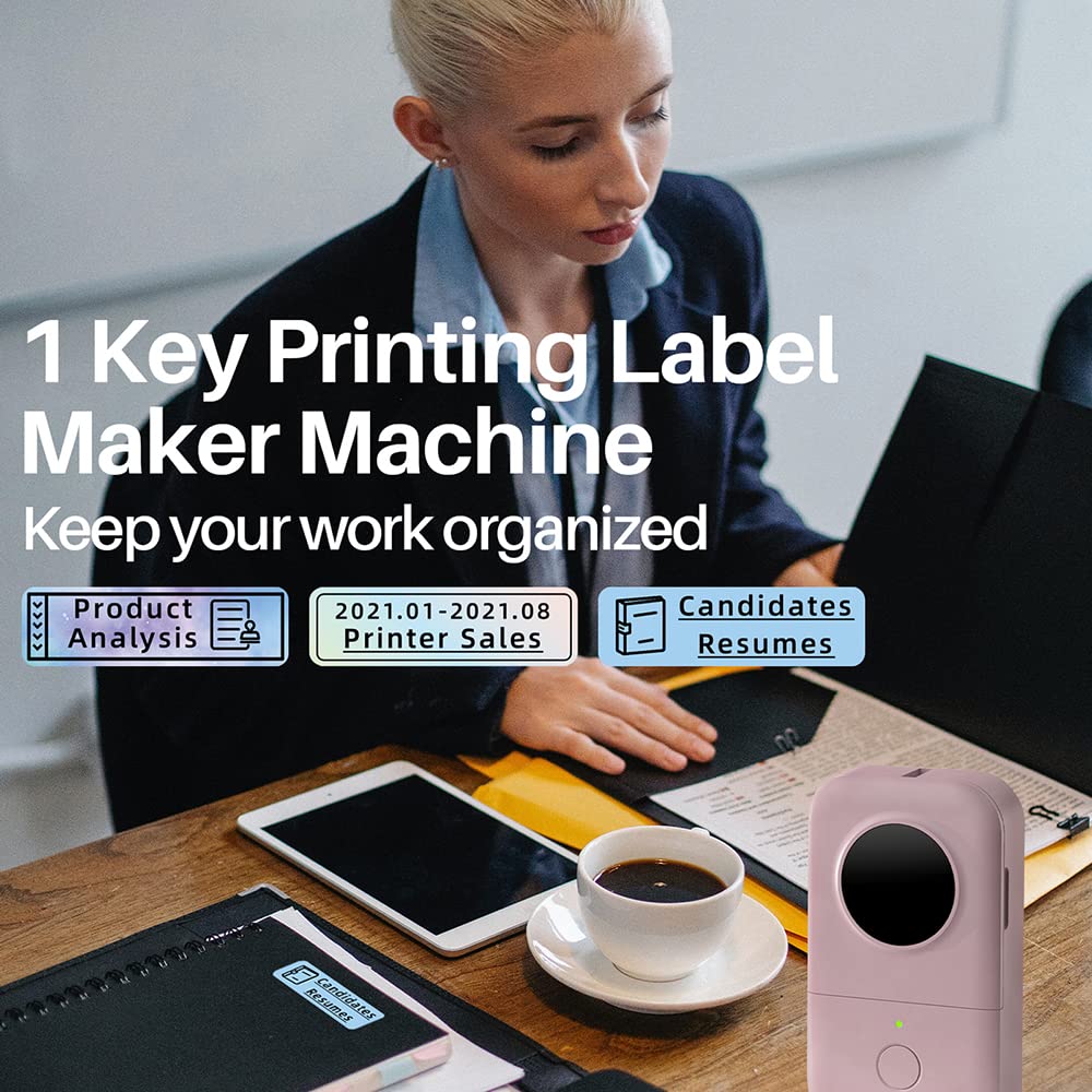 Phomemo D30 Etichettatrice - Stampante per Etichette Stampante Termica per Etichette Bluetooth Wireless Sticker Maker, Principiante Facile da Usare per Nome Prezzo Memorizzazione, Rosa
