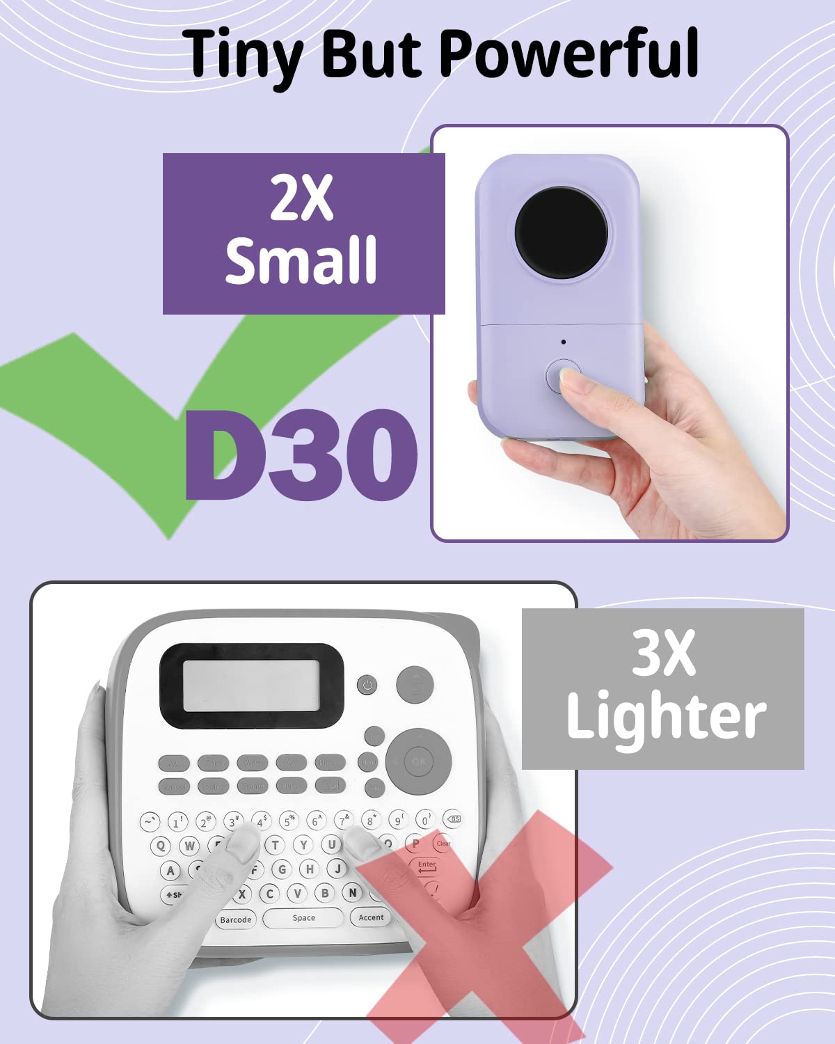 Mini Label Maker-Phomemo D30 Small Label Maker Machine, Bluetooth Label Maker Machine with Tape, for Home Office Organization, Purple