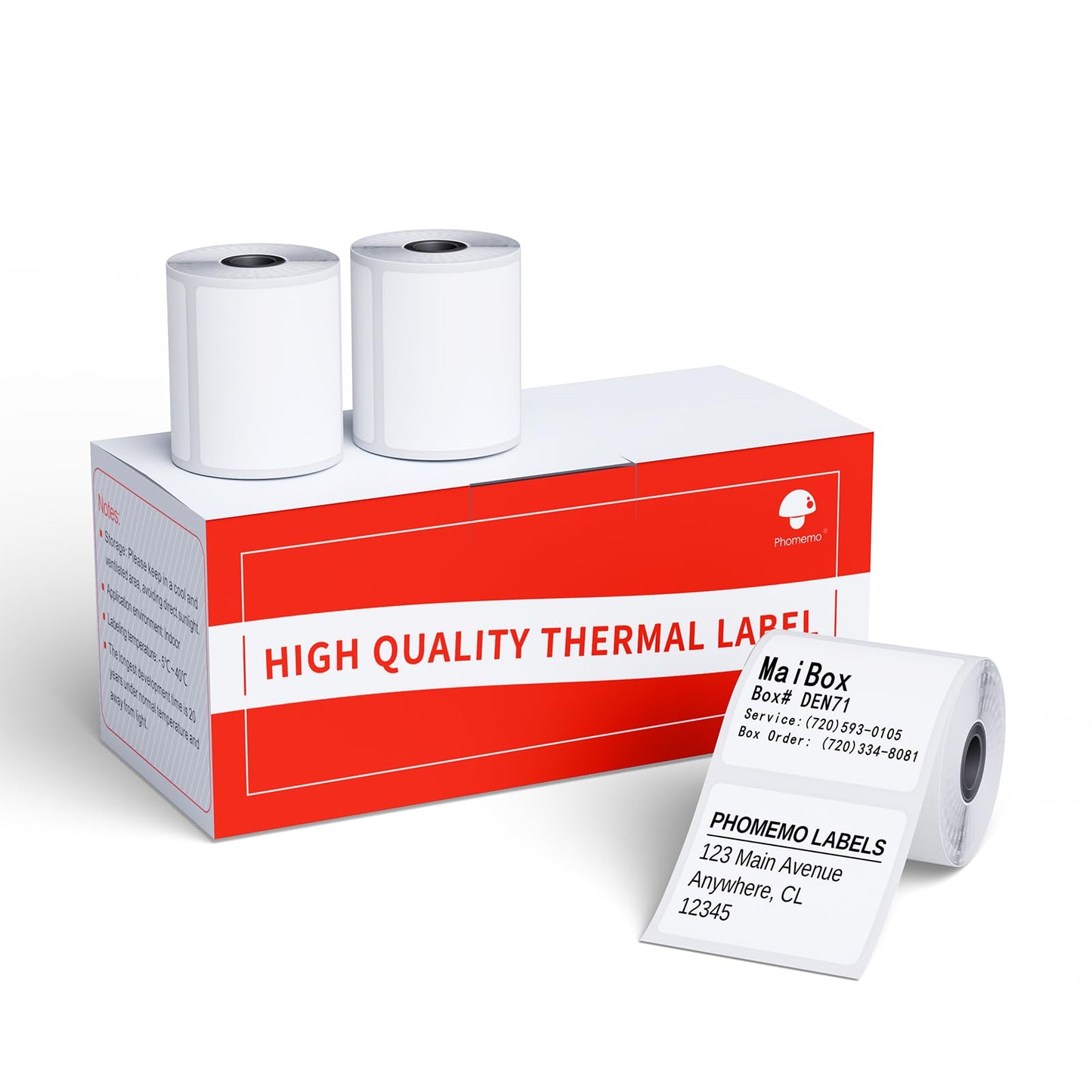 3 Rolls Phomemo Thermal Labels- 1.57''x 1.57'' Sticker Label Compatible for Phomemo M110/M221/M220/M120/M200 Label Printer, for Barcode, Address, Mailing, Black on White
