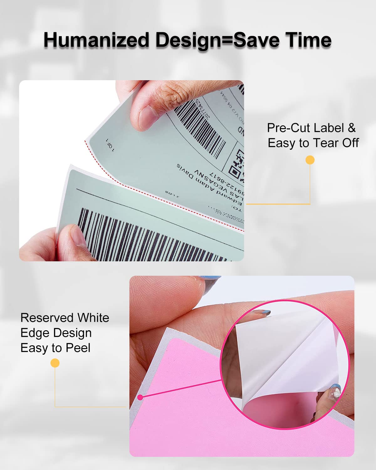 Phomemo 4x6 Thermal Label Printer Paper - 500 PCS 4''x6'' Fan-Fold Labels Green Shipping Supplies Labels - Water/Oilproof Label Stickers - Permanent Adhesive 4x6 Thermal Printer Labels Paper for Printer
