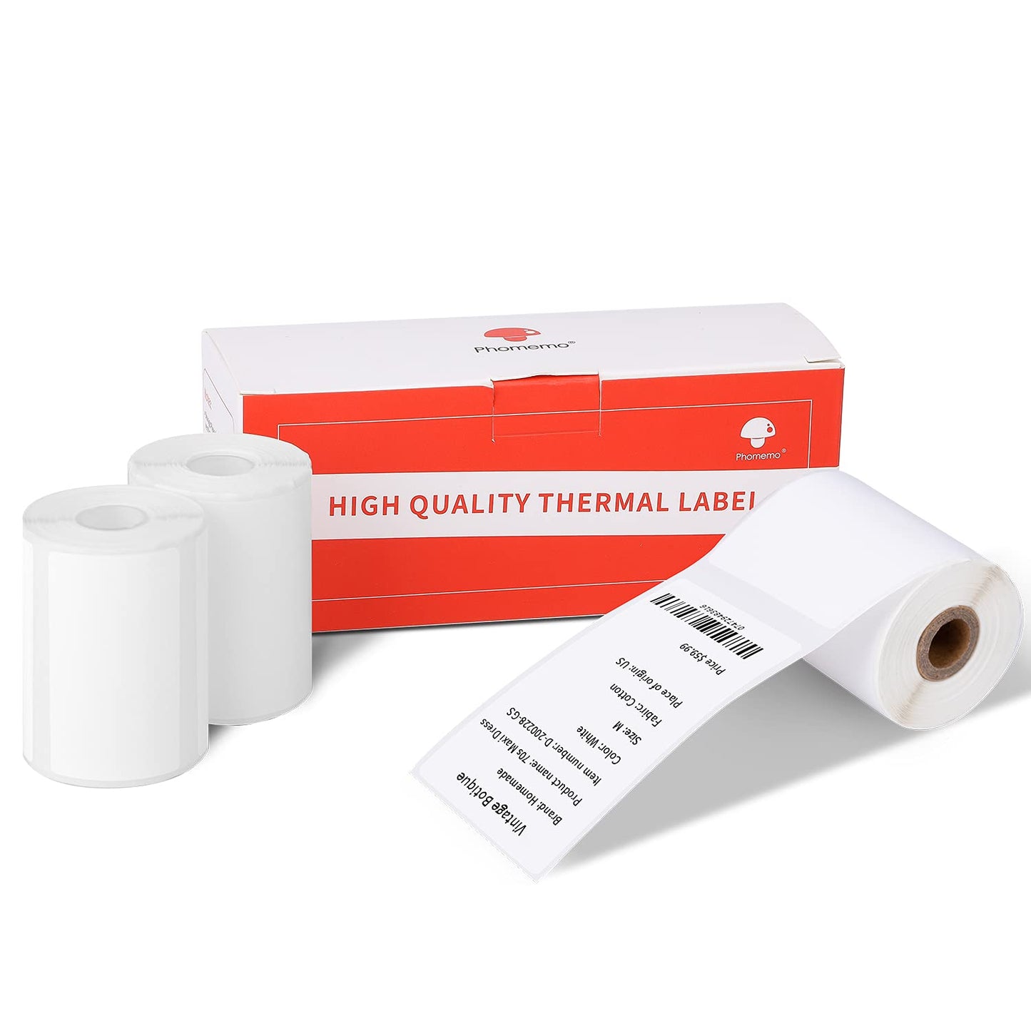3 Rolls of Phomemo m110 Printer Labels, 50x80 mm Self-Adhesive Direct Thermal Labels, Thermal Printer Label Paper for Phomemo M110 M120 M221 M220 Label Maker, for Barcode, Address, Clothing etc