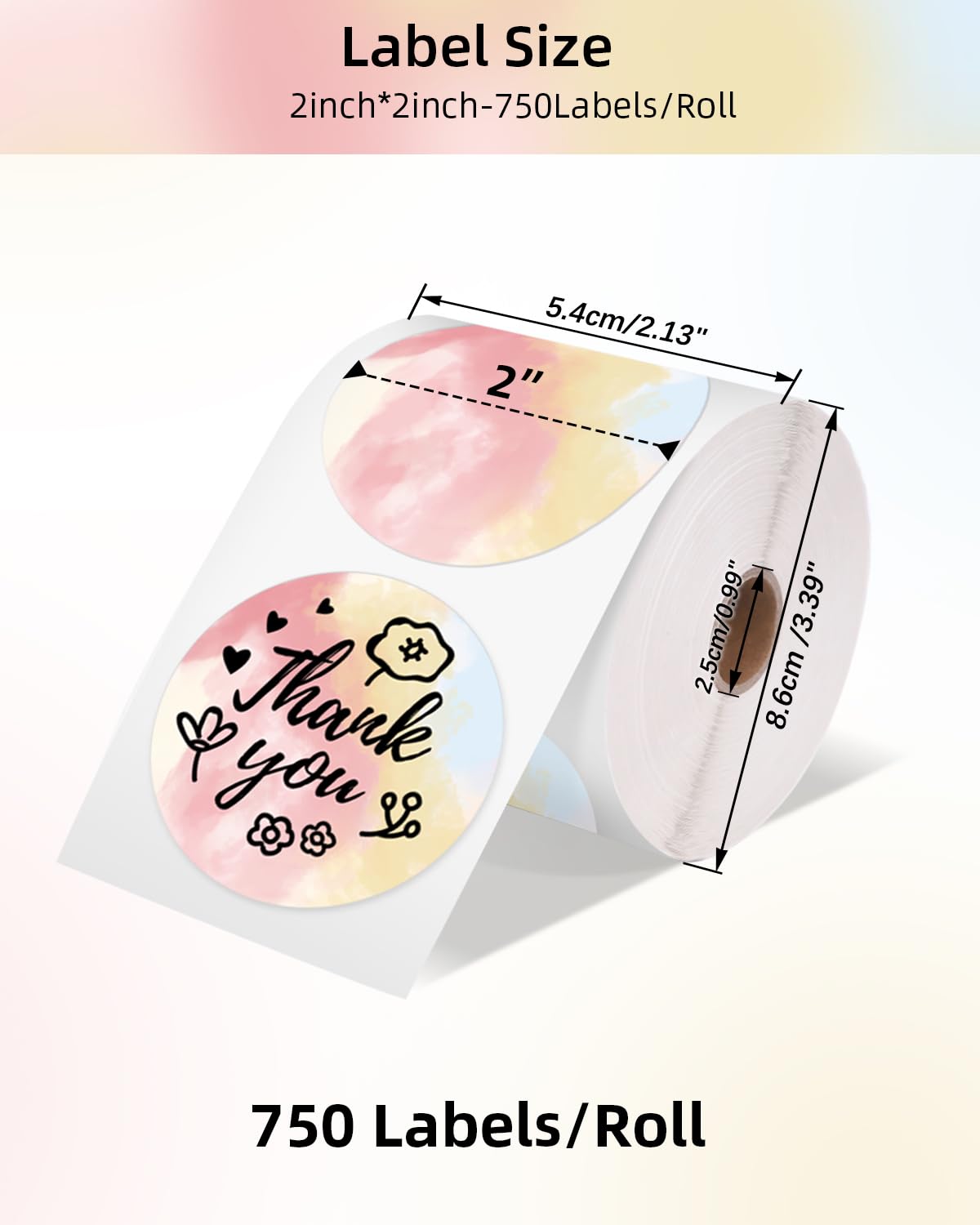 Phomemo 2'' Runde thermische Etiketten, selbstklebende Kreis Aufkleber Drucker Etikett, kreisf?rmige direkte thermische Drucker Etikett f¨¹r Dankeskarte, Logo Design, Adresse, QR Code, 750PCS