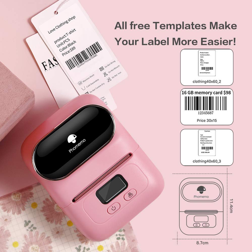 Label Printer - Phomemo-M110 Portable Bluetooth Thermal Mini Label Maker Machine, Sticker Maker, Barcode Printer, Apply to Labeling, Office, Cable, Retail, Compatible with Android & iOS System