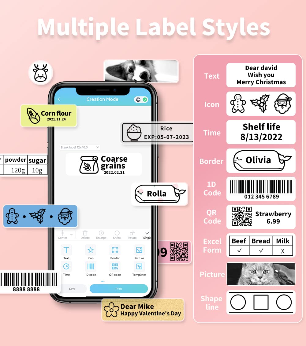 Phomemo Q31 Label Maker, Bluetooth Label Maker Machine, Mini Label Printer Machine for iOS & Android, 203 dpi Thermal Label Printer Handheld for Home and Office-With 1 Label Roll
