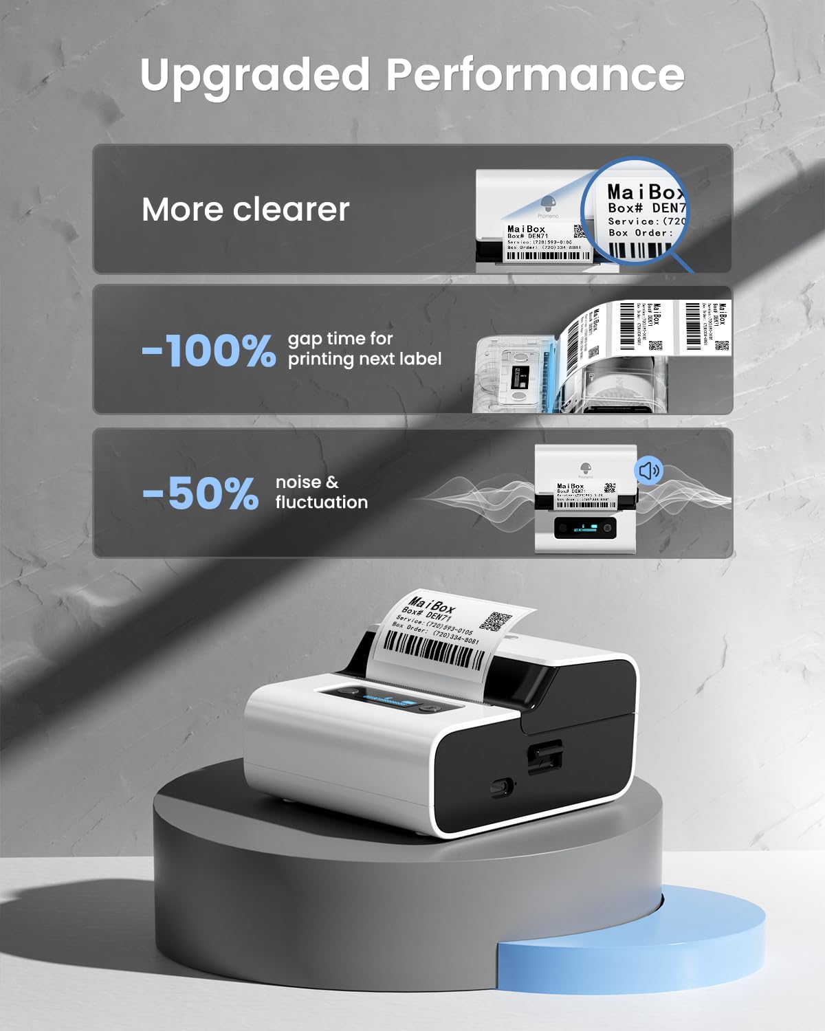 Phomemo New M221 Label Printer, Flagship 3'' Bluetooth Thermal Portable Label Maker - for Address, Barcode, Small Business, Office, Home for Phone, PC/Mac, with 3pack Most Used Labels, Snow White
