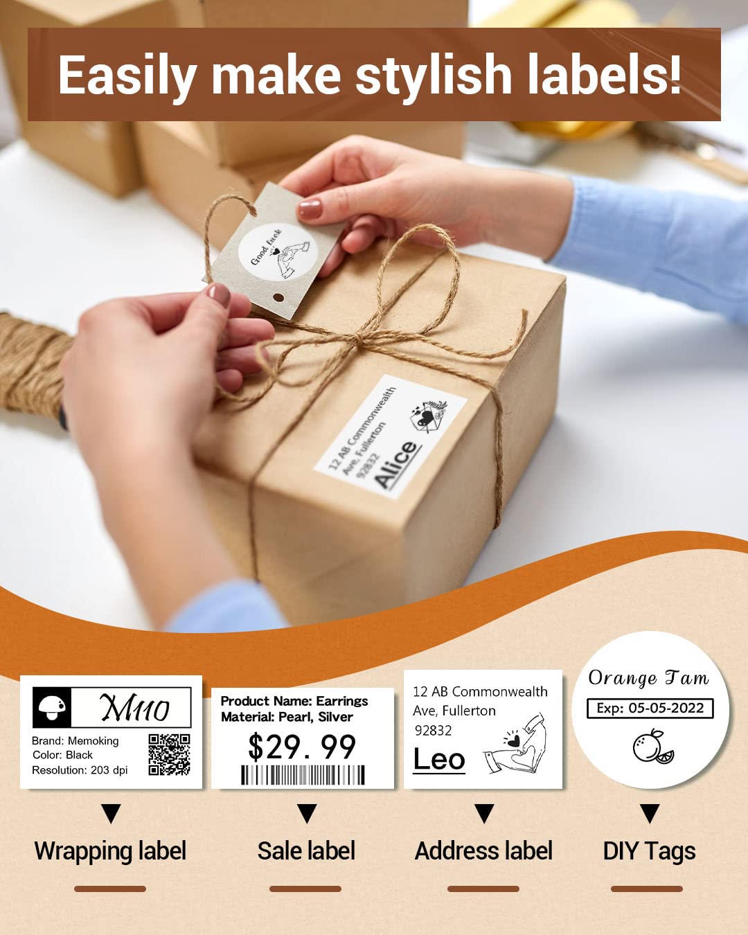 Phomemo Barcode Label Printer- M110 Label Maker Portable Bluetooth Label Maker Machine for Small Business, Barcode, Address, Logo, Clothing, Jerwery, support Arabic and English,For iOS & Android