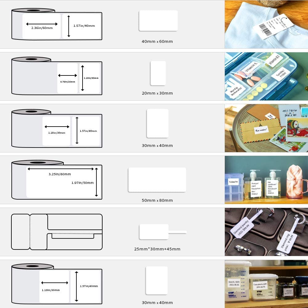 3 Rolls Phomemo M120/M110 Labels, 50 x 80mm (1.97'' x 3.15'') Thermal Label Paper for Phomemo M120/M110/M200/M220 Label Printer, Thermal Label, White Thermal Paper, 100 Labels/Roll