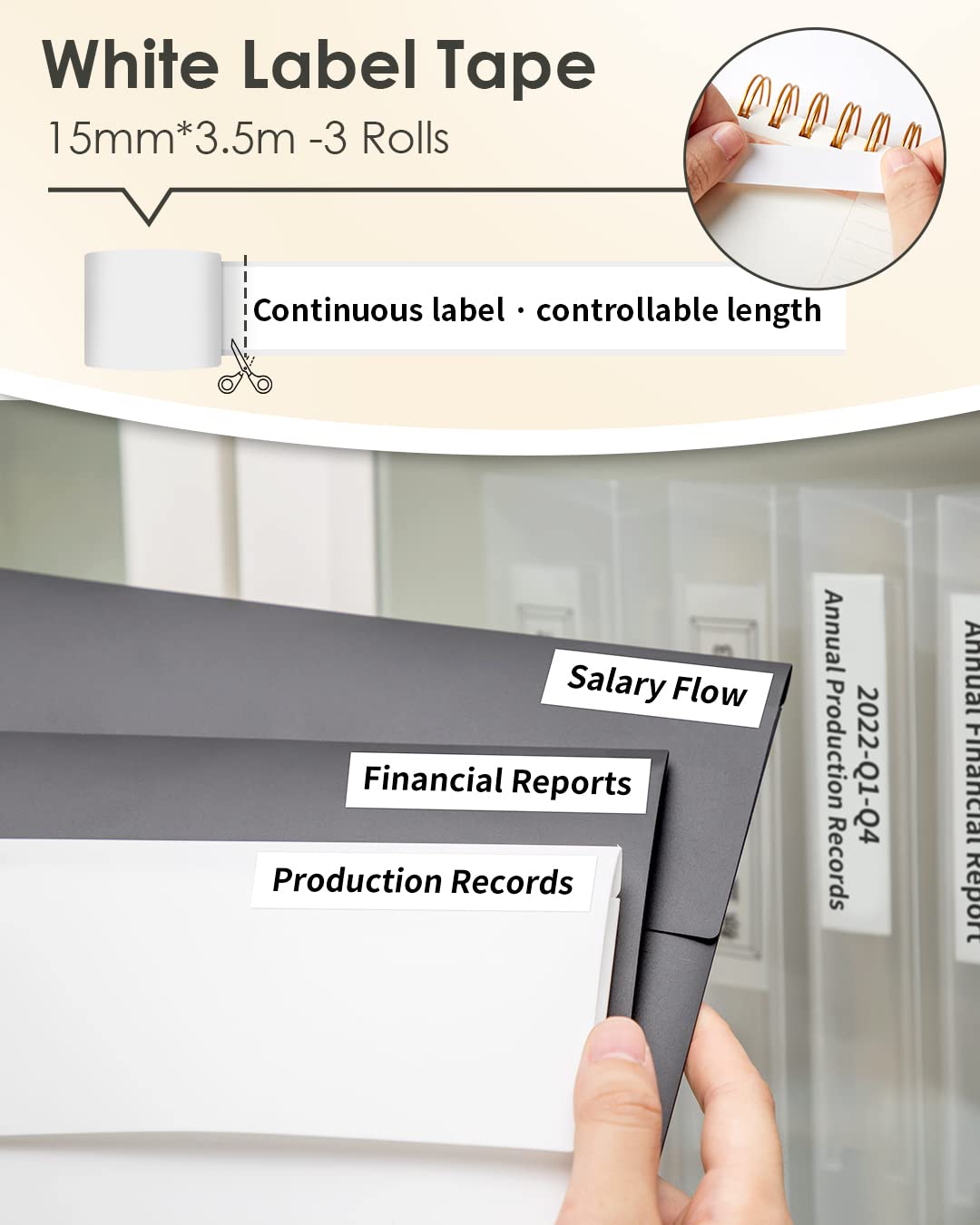 Phomemo Paper - Compatible for M02S/M02 Pro Mini Thermal Printer, White Tape (15mm x 3.5m, 3 Rolls), Clear Tape (15mm x 3.5m, 3 Rolls), Semi-Transparent Tape (25mm x 2.5m, 2 Rolls)