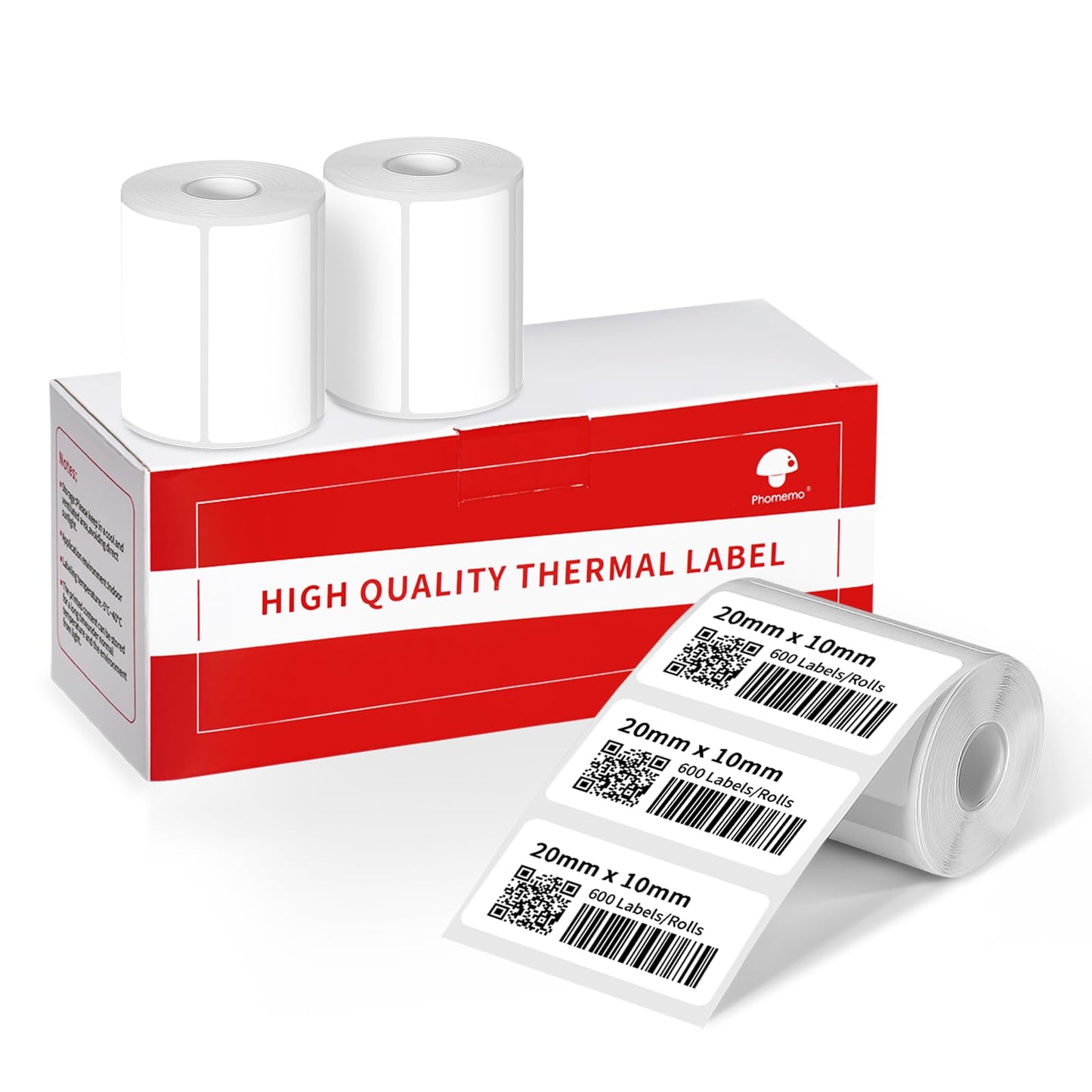 3 Rolls (1800Pcs) Thermal Labels, Phomemo Small Label 0.78'' x 0.39'' Labels Compatible with Phomemo M220 M110 M221 M120 M200 Label Maker, Black on White