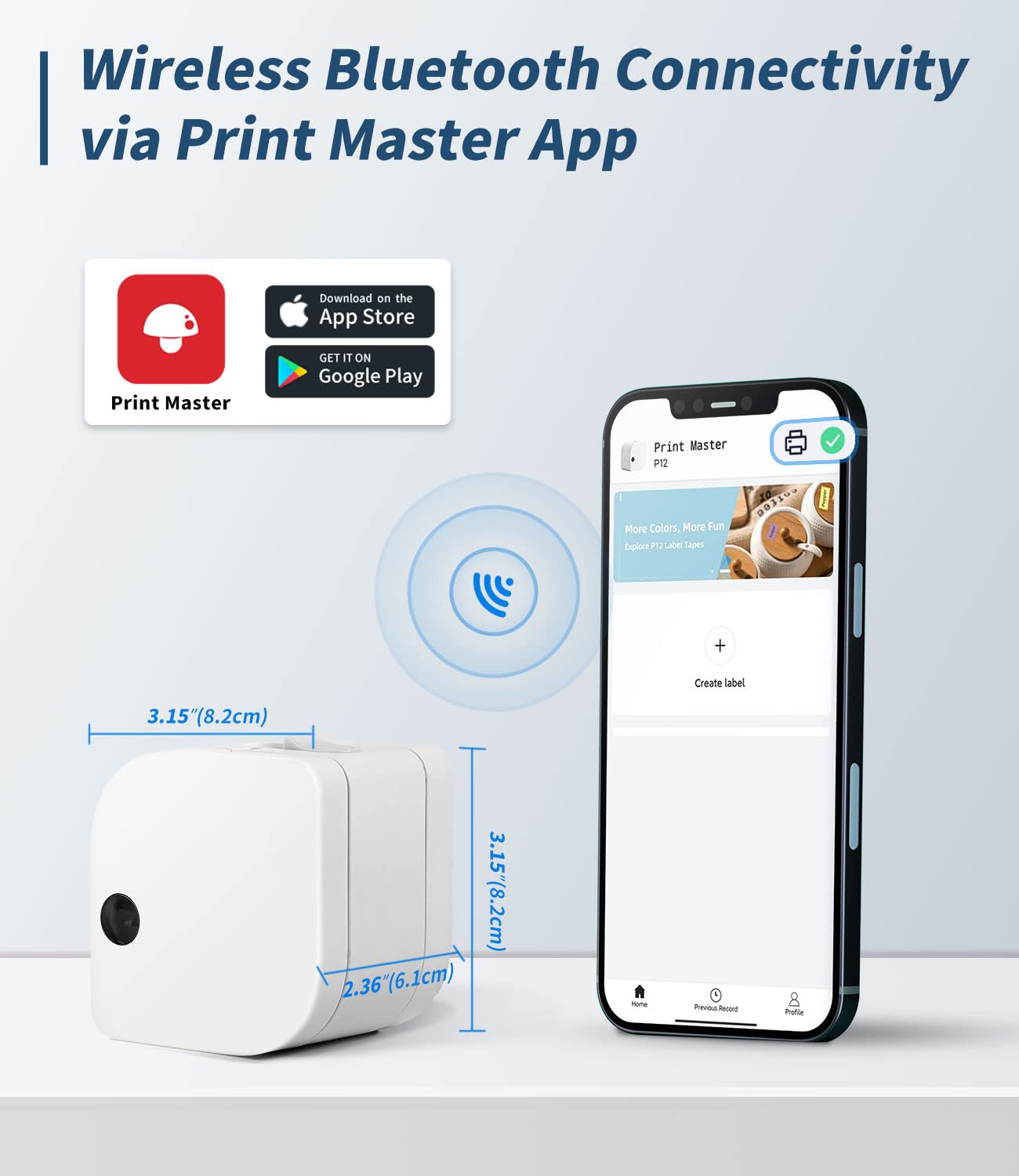 Phomemo P12-Pro Mini drukarka etykietująca z Bluetooth, ładowanie przez USB, drukarka etykiet do domu, biura i małych firm, bezprzewodowa drukarka etykiet do telefonów z systemem iOS i Android..