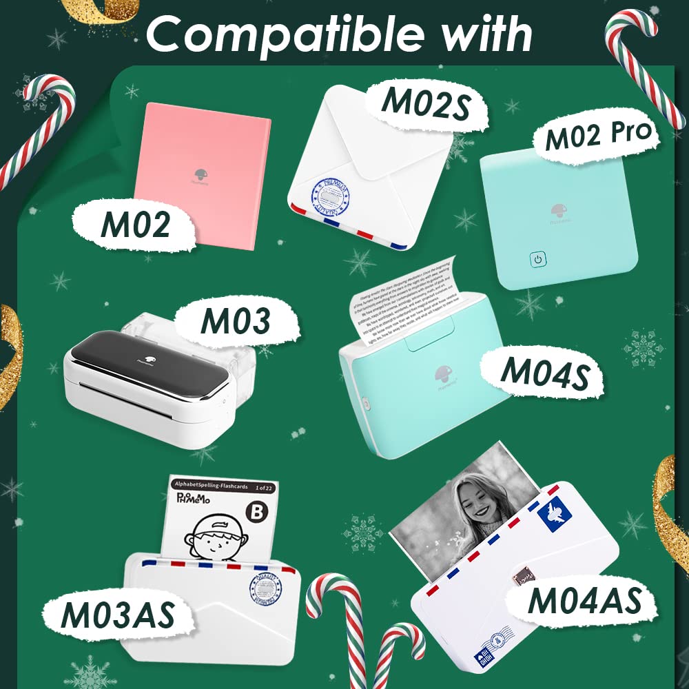 Phomemo Thermisch papier 53 mm voor M02, M02S, M02Pro, M03, M03AS, M04S, M04AS mini-zakprinter, 3 rollen zelfklevend stickerpapier, zwart op wit, 53 mm x 3,5 m, 20 jaar houdbaarheid, 3 rollen