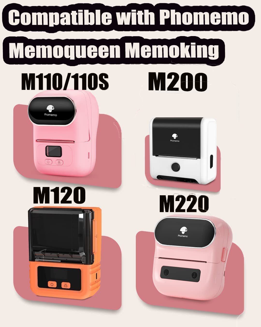 Phomemo Adhesive Label for Phomemo M110 M120 M220 M200 Label Printer, Adhesive Label Paper for 25x38-40mm, 100 Labels/Roll