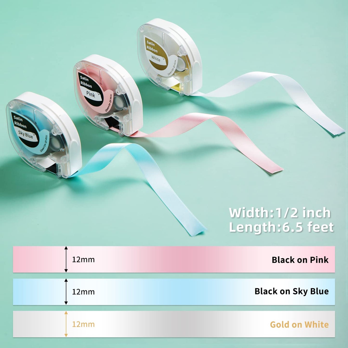 Q5-R234 (1), 3 x Phomemo P12/P12Pro satynowa taśma do etykiet na Boże Narodzenie, urodziny, wesele, jako prezent i świąteczna dekoracja, 12 mm x 2 m, etykiety kompatybilne z etykietami P12