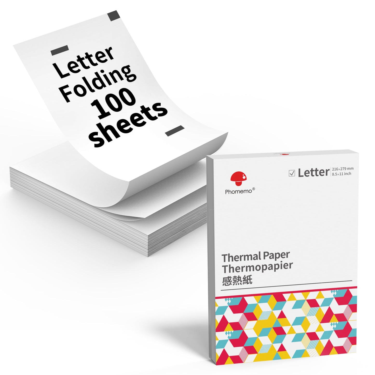 100 Sheets Phomemo M832 Portable Printer Thermal Paper, 8.5'' x 11'' US Letter Size Thermal Paper Fold, Smoothing Thermal Print Paper Compatible with M08F M832 M834 Portable Printer