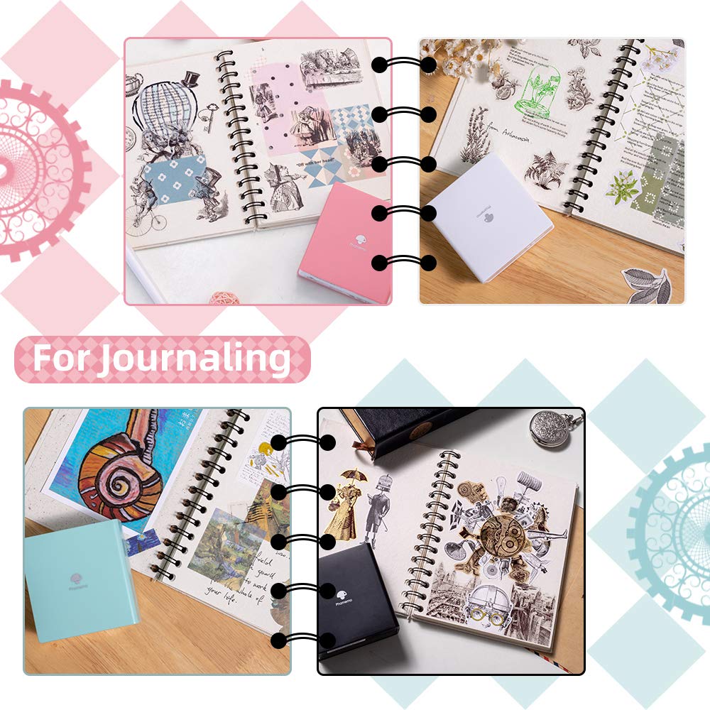 Phomemo Printerpapier, set van 6 stuks, zelfklevend, mintgroen, blauw, lichtoranje, lavendelpaars, roze thermisch printerpapier voor Phomemo M02PRO, T02, M02, M02S, M03, M03AS, M04S