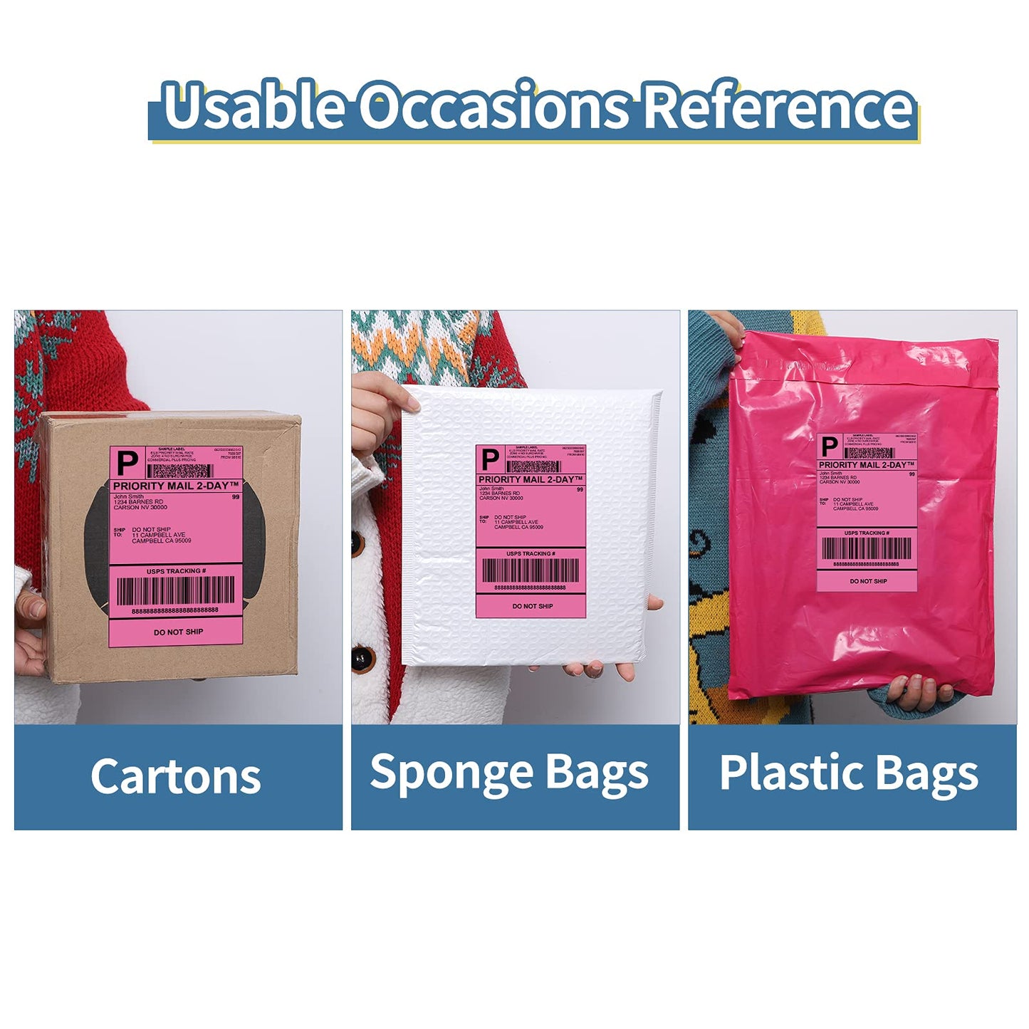 Phomemo 4x6 Thermal Labels - Direct Address Shipping Labels Compatible with Phomemo Rollo and More 4 * 6 Label Printers, 500PCS, Pink