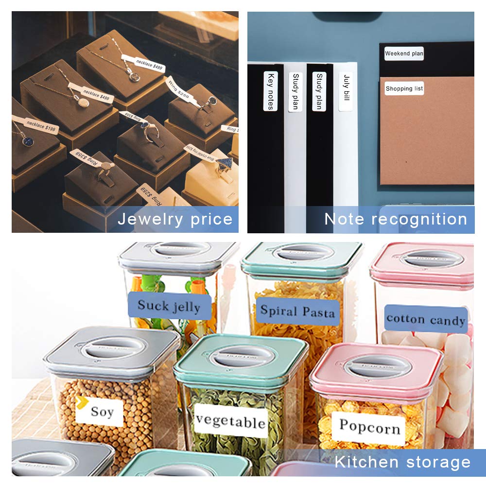 Phomemo D30 Imprimante d'étiquettes,imprimante d'étiquettes Thermiques Bluetooth Étiqueteuse,Coffret Cadeau avec 5 Rouleaux de Papier pour étiquettes,utilisées dans Cuisine,école,Bureau,Maison,Blanc