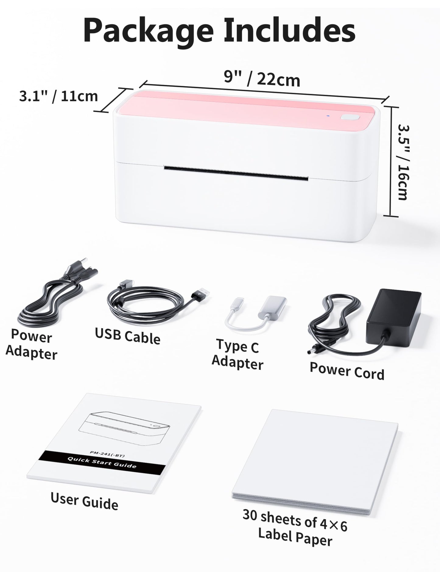 Phomemo Bluetooth Thermal Label Printer, Wireless Shipping Label Printer 4X6, Pink Barcode Label Printer for Small Business, Compatible with iPhone, Android, Amazon, Canada Post, Ebay, Shopify, UPSP