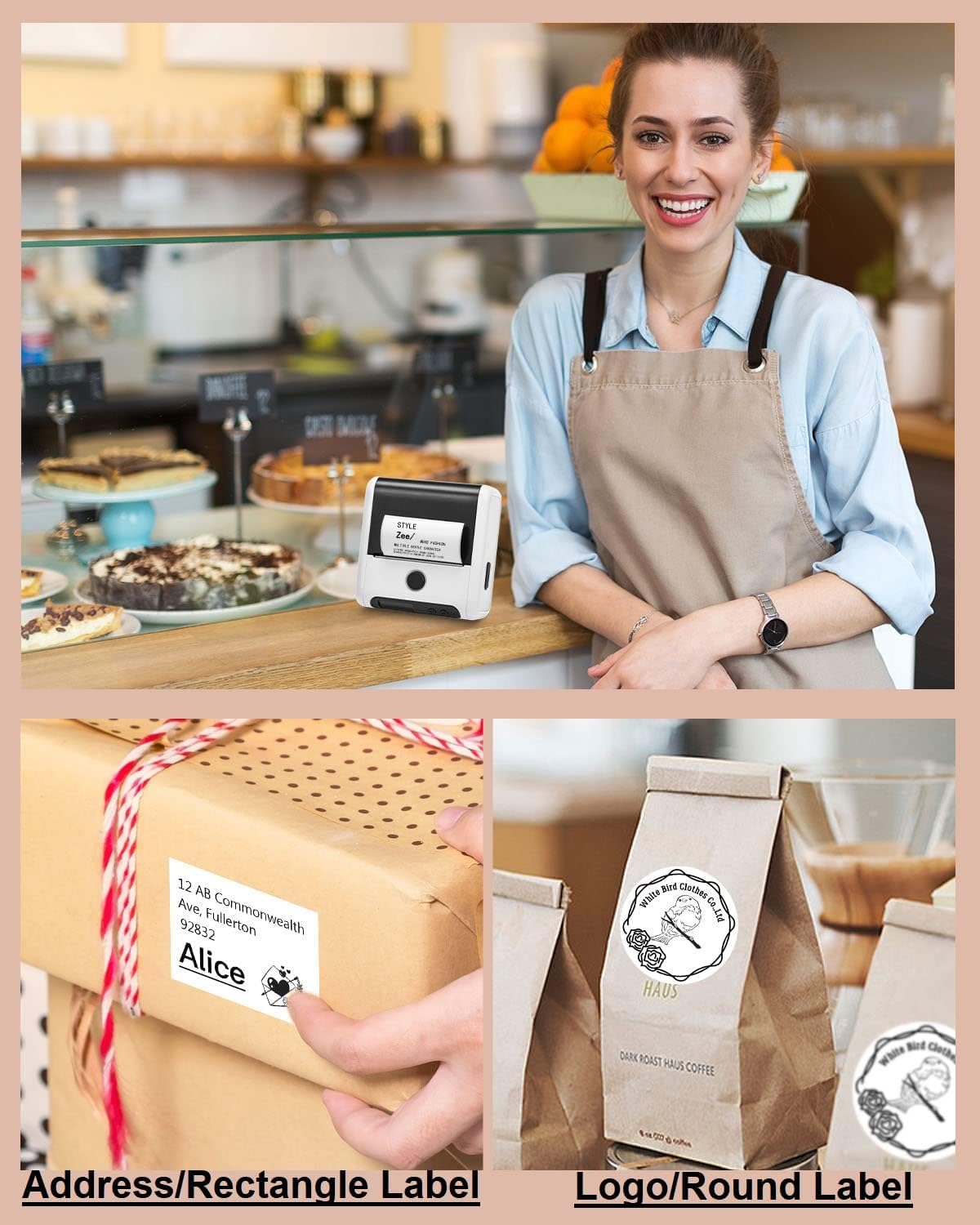 3 Etiket Rulolu Phomemo M200 Etiket Yaz?c?s? - 80mm Termal Bluetooth Etiket Yaz?c?s? Etiket Yap?c? Etiket Yaz?c?s?, Barkod, Perakende, Ofis, K¨¹?¨¹k ??letmeler i?in, Android ve iOS i?in - Beyaz