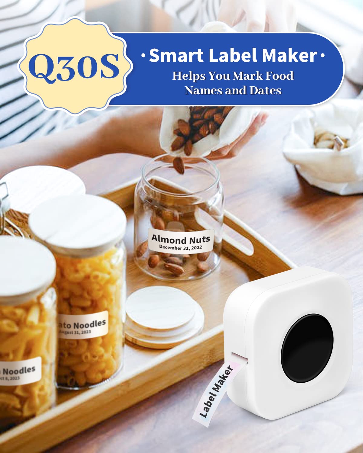 Small Label Makers-Phomemo Q30S Mini Label Maker Machine Bluetooth Portable Label Printer Wireless, Handheld Labeler, Easy-to-use for Labelling,Compatible with iOS&Android, White