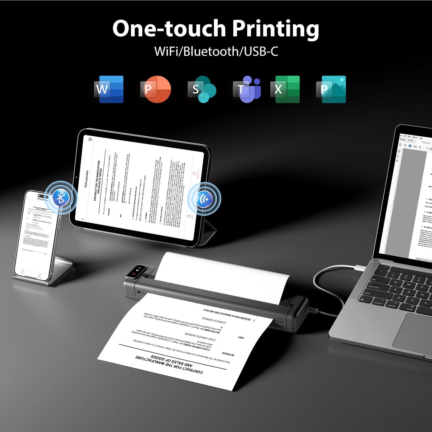 Phomemo Ultra-Light Q302 Portable Printer, Wireless Inkless Thermal Printer, WiFi Bluetooth Printer for US Letter/A4/A5/B5 Thermal Paper, Compact Printer, Compatible with Android iOS Phone & Laptop