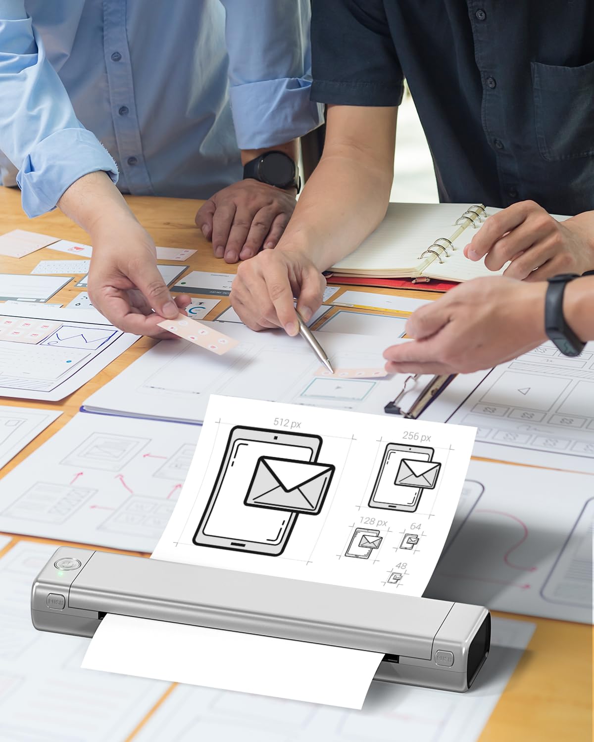 Phomemo Portable Wireless Printer, M08F Bluetooth Mobile Inkless Printer Support A4 Size, No-Ink Thermal Compact Printer, Compatible with Phone & Laptop for Business School Office Photo Tattoo